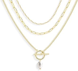 Layered Gold Necklaces for Women, Stackable Dainty 14K Gold Silver Plated Trendy Simple Heart Diamond Cross Bow Circle Pendant Paperclip Choker Dot Chain Necklace,Jewelry Set Gifts for Women