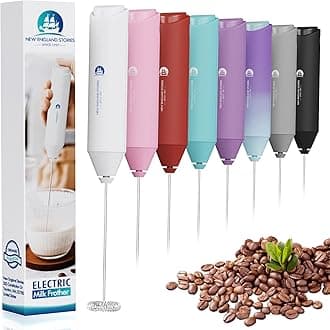 Powerful Milk Frother Handheld Foam Maker, Mini Whisk Drink Mixer for Coffee, Cappuccino, Latte, Matcha, Hot Chocolate, No Stand, White