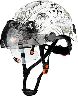 CR06X+2V Construction Safety Helmet with Build-in Visor ABS Hard Hat with Visor OSHA Approved Hardhats Vented Carbon Fiber Pattern Certified ANSI/ISEA Z89.1 (Shh Hard Hat with CS Visors)