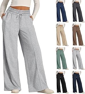 Womens Wide Leg Sweatpants Lightweight High Waisted Joggers with Pockets Baggy Comfy Drawstring Lounge Pants 2024