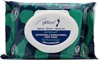 pHeet® Foot Wipes - Natural Antifungal and Antibacterial Formula, Kills Fungi on Feet and Toenails, Stops Itching and Burns from Athlete's Foot, Moisturises and Comfortably Cleans Dirty Feet. , Stops