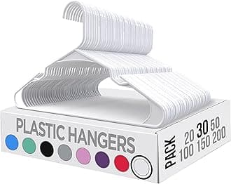 Utopia Home Plastic Standard Hangers for Clothes Heavy Duty and Space Saving Notched Hangers (Pack of 30, White)