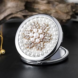 Compact Mirror 2x Magnification Portable Mirror 3inch Cute Small Travel Makeup Mirror (Snowflake)