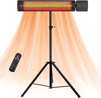 Outdoor heaters for patio, Infrared electric heater with Tripod & Remote control, 1500W -Space Heater with Tip-over Over-heat Protection, IPX5, Wall-mounted For Garage Backyard