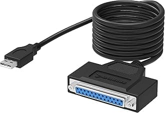 SABRENT USB 2.0 to DB25 IEEE-1284 Parallel Printer Cable Adapter [HEXNUT Connectors] (CB-1284)-Black