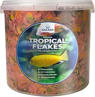 SAKANA Tropical Flakes | Premium Quality Aquatic Fish Food Mixture | Healthy and Nutritious all-round Feed for Pond-Dwelling Life | High Protein, Great Source of Vitamins & Easily Digestible (2.5L)