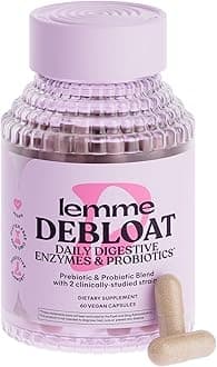 Lemme Debloat 3-in-1 Prebiotic, Probiotic & Digestive Enzyme Capsules for Bloating & Gas Relief - 2 Clinically Studied Probiotics w/5 Digestive Enzymes to Improve Digestion, Women & Men, Vegan, 60 ct