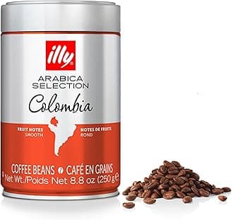 illy Colombia Coffee Beans, 100% Arabica, Medium Roast, Intensity 4/9, Single Origin, Smooth & Fruity with Delicate Notes, Suitable for Bean to Cup & Fresh Grinding, 250g