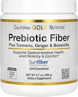 California Gold Nutrition Prebiotic Fiber Plus Turmeric Extract, Organic Ginger Extract and Boswellia Extract, 6.7 oz (189 g)