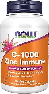 NOW Foods, C-1000 Zinc Immune, Vitamin C, 1,000 mg & Zinc, 15 mg, 90 Veg Capsules