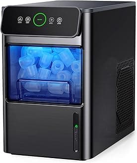 Silonn Portable Countertop Ice Maker - 20lbs of Bullet Ice per Day, Makes Ice in 6 Minutes, Stainless Steel with Visible Water Level Window, Ideal for Kitchen, Office, and Camping