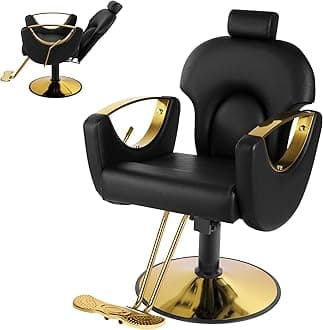 Barber Salon Chair for Hair Stylist, Styling Hair Salon Chair with Professional Hydraulic PUM, Multi-Function Shampoo Beauty Brading Hairdresser Armchair (Black)