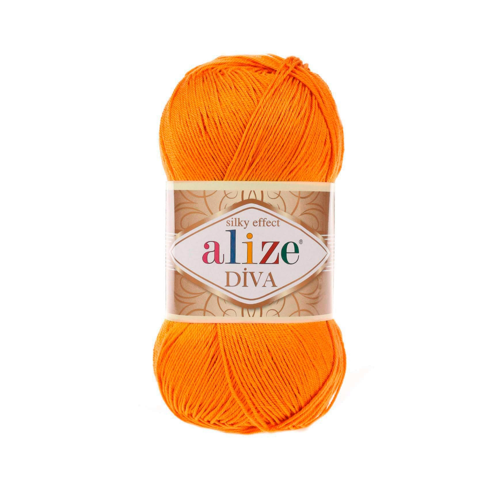 Alize Diva Silk Effect 100% Microfiber Acrylic Yarn 1 Ball skeins 100gr 383yds (120 - Orange)