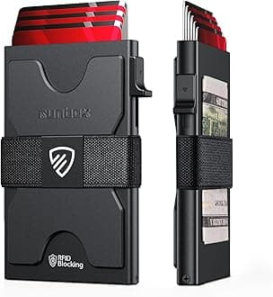 RUNBOX Slim Card Holder Wallet for Men, Minimalist RFID Blocking Wallet with Pop-Up Function, Ultra-Thin Design, Metal Business Card Cases holds 6+6 Cards, Gifts for Men, Men's Accessories