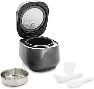 Rice Cooker, 8 Cups Cooked (4 Uncooked), Low-Carb & Soup Mode,10 ONE-TOUCH Cooking Presets, PFAS-Free Ceramic Steamer Basket, Fuzzy Logic, Auto Keep Warm, Oats, 24HR Delay Timer, Graphite