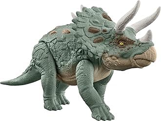 Jurassic World Gigantic Trackers Triceratops Dinosaur Action Figure, Large Species Toy, Headbutt Attack, Evolved Horn Feature, Digital Play