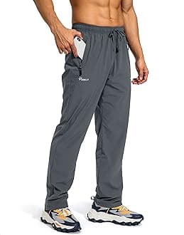 Men's Workout Athletic Pants Elastic Waist Jogging Running Pants for Men with Zipper Pockets