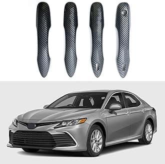 Door Handle Cover Trim Compatible with Toyota Camry 2018-2025 /Corolla 2019-2025 /Avalon 2019-2022 /Pruis Hatchback 2016-2024 Accessories Exterior Door Handle with 2 Smart Key Holes Carbon Fiber style