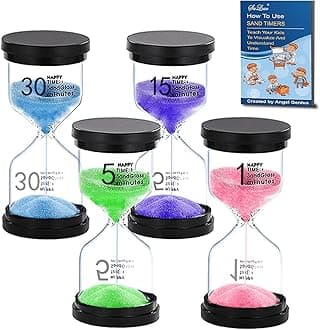 SuLiao Sand Timers 1/5/15/30 Minutes for Kids, Large Colorful Sand Clock Set,Acrylic Unbreakable Sand Watch,Reloj de Arena Niños,Hour Glass Sandglass for Classroom Kitchen Games Decor(Pack of 4)