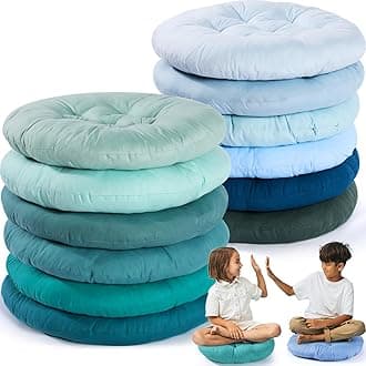 12 Pcs Floor Pillows Cushions Seating 16 x 16 Inches Color Round Seat Reading Floor Chair Cushions for Kids Adults Classroom Home School Playing Supplies(Multicolor)