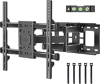 BONTEC Full Motion TV Wall Mount for 37-85 Inch TVs, Hold up to 132lbs, Max VESA 600x400mm, Swivel Tilt Dual Arms, Adjustable Viewing Angle, Fits 16" Wood Studs, Easy Assembly
