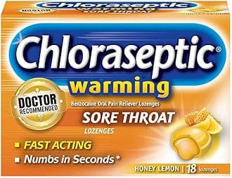 Chloraseptic Sore Throat Lozenges, Warming with Real Honey Honey Lemon, 18 ct (Pack of 1)