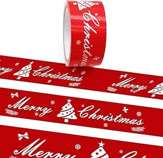 Christmas Decoration Flagging Tape, 2in x 164ft Red Merry Marking Tape, None Adhesive for Christmas Party, Tree, Door