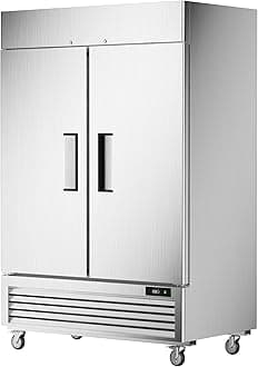 Coolski 54 Inch Commercial Refrigerator, Reach-in Refrigerator Stainless Steel Fridge for Restaurant Kitchen Bakery Garage, 52 cu.ft. Capacity with 8 Adjustable Shelves LED Lighting, ETL NSF Certified