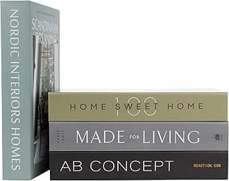 Olive Large | 4 PCS Faux Decorative Books for Home Decor | Not Real Books (Cardboard Boxes) | Coffee Table, Shelf Styling & Modern Aesthetic Accent Pieces for Living Room, Office