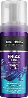 John Frieda Frizz Ease Dream Curls Air Dry Waves Styling Foam 150ml, Wave and Curl Enhancer, Lightweight Anti-Frizz Styling Foam
