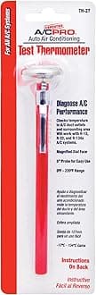Certified A/C Pro Car Air Conditioner Test Thermometer, Helps Diagnose AC Performace and Checks Outlet Duct Temperature and Ambient Temperature, Includes Holder and Clip, InterDynamics