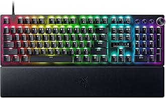 Razer Huntsman V3 Pro Esports Gaming Keyboard, Analog Optical Switches w/Rapid Trigger & Adjustable Actuation, Media Keys & Dial, Doubleshot PBT Keycaps, Aluminum Top Plate, Wrist Rest - Black