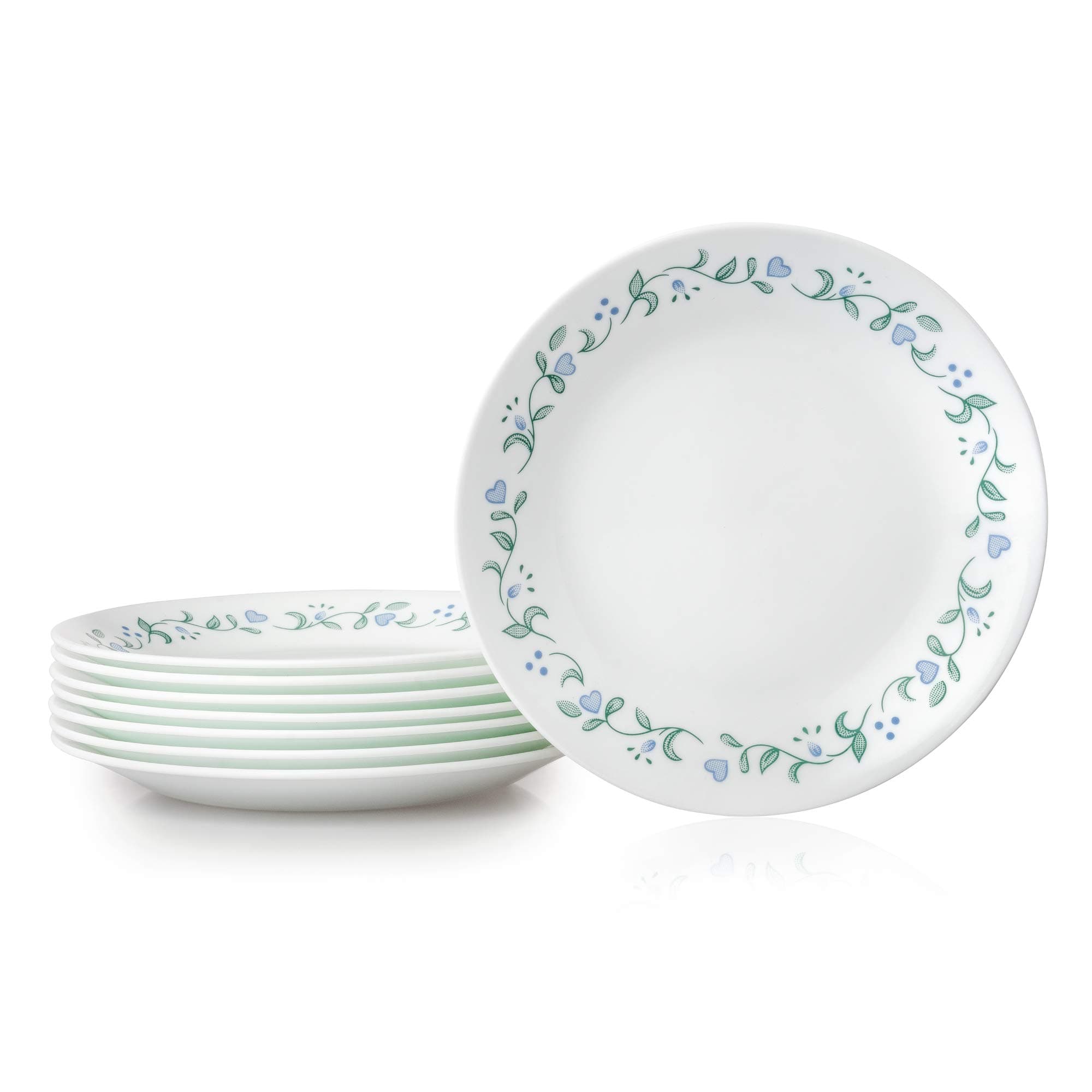 Corelle Vitrelle 6.75" Salad Appetizer Plate Set, Triple Layer Glass and Chip Resistant, Lightweight Round Plates, 6-Piece Country Cottage