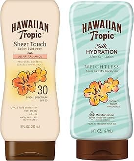 SPF 30 Broad Spectrum Sunscreen and After Sun Pack with 8oz Sheer Touch Moisturizing Sunscreen Lotion and 6oz Silk Hydration Weightless After Sun Lotion