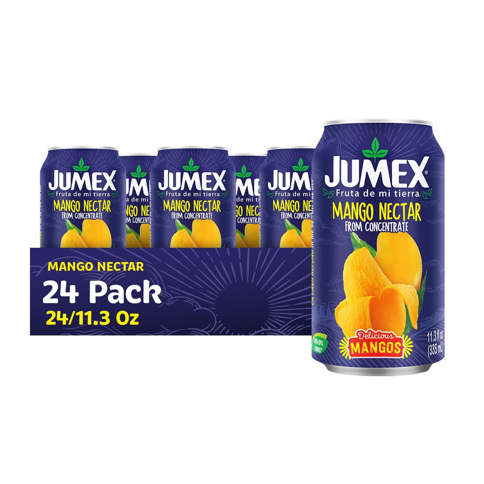 JumexMango Nectar - Mango Juice Nectar Made with Fresh Fruit Puree - Tropical Fruit Juice Concentrate for Smoothie Mix, Cocktail Mixers & Kids Drinks & Beverages - 11.3oz, 24 Pack Canned Drinks