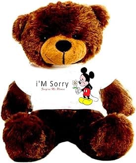 Hug'n'Feel® Soft Toys Big Teddy Bear Wearing I'm Sorry T-Shirt 5 feet Chocolate Brown_T Shirt_ I'm Sorry Plush & Stuffed Toys