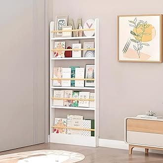 Wooden 3/4/5/6 Tier Behind The Door Bookshelf, Tall Narrow Floor Standing Bookcase, Space-Saving Storage Organizer for Books, Bedroom, Living Room, Office White 19.7x3.9x57.1