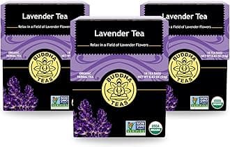 Buddha Teas - Organic Lavender Tea - Herbal Tea - For Health & Wellbeing - With Antioxidants & Minerals - Clean Ingredients - Caffeine Free - OU Kosher & Non-GMO - 18 Tea Bags (Pack of 3)