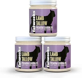 Premium Lamb (Mutton) Tallow, 100% Grass-Fed Grass-Finished, Pasture Raised, Artisanally Rendered, Gourmet, Ethnic Cooking, Baking, Frying, WHOLE30 APPROVED, KETO, PALEO, 7.5 oz.