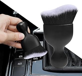 Ouzorp Car Interior Dust Brush, Car Detailing Brush, Soft Bristles Detailing Brush Dusting Tool for Automotive Dashboard, Air Conditioner Vents, Leather, Computer,Scratch Free(Black and White)