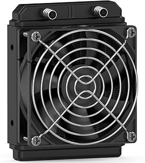 Clyxgs Water Cooling Radiator, 12 Pipe Aluminum Heat Exchanger Radiator with Fan for PC CPU Computer Water Cool System DC12V 120mm Black