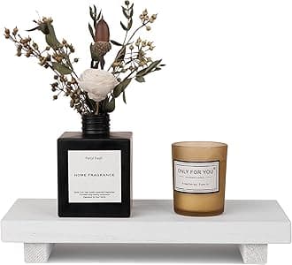 zoocatia Small Wood Tray Pedestal Stand Farmhouse Bathroom Decor Decorative Wooden Riser Kitchen Soap Dish Holder for Vanity, Counter, Sink, 10" x 4.5" - White