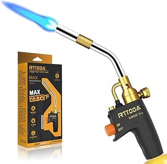 RTTOOA Propane Torch Head, GJ-8000pro High Intensity Torch Head, Trigger Start Gas Torch Kit for Propane, Pencil Flame Welding Torch Fuel by Mapp/Map/Propane, Soldering, Cooking（CSA Certified)