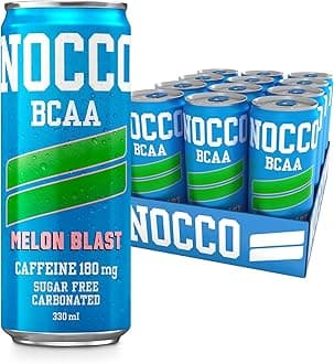 Sugar Free Energy Drink – BCAA, 180mg High Caffeine, with Amino Acids & Vitamins, Ideal for Pre Workout – 12 x 330ml (Melon Blast)