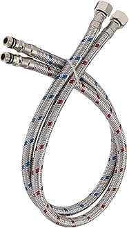 40-Inch Faucet Hose Braided Stainless Steel Long Flexible Faucet Supply lines Sink Hose Extension 3/8-Inch Female Straight Compression Thread x M10 Male Supply Hose Replacement，Lead Free (1 Pair