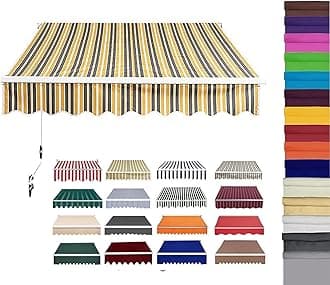 Retractable Patio Awning Replacement Fabric (Without Frame) Waterproof Shade Sun Shade Awning Cover Outdoor Patio Canopy Sunsetter Deck Awnings Polyester(A,(20x16ft) 6x5m)
