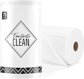 Fantasticlean Microfiber on a Roll Tear Away Cleaning Towels, Reusable and Washable Cloths, for Car, House, Garage or Kitchen, 12" x 12", 75 Pack (White)