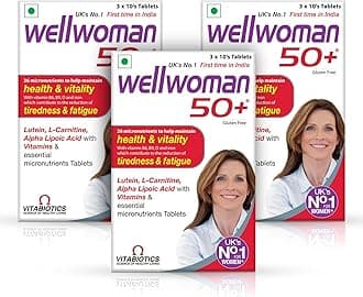 Wellwoman50+ Multivitamins For Women Over Age 50 Years With Vitamins, Iron, Calcium, Amino Acids To Support Menopausal Symptoms, Maintain Energy, Vision & Heart Health|30 Tablets(Pack Of 3)
