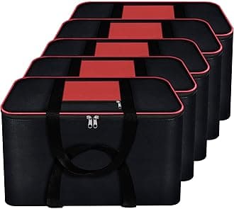Storite Set of 5 Large Underbed Storage Bags for Clothes – Moisture-Proof Foldable Nylon Organizers with Zipper for Wardrobe & Bedding – Black, Rectangular (54x46x28 cm)