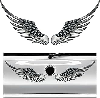 2PCS Angel Wings Car Stickers, 3D Alloy Metal Angel Hawk Eagle Wings Emblem Badge Decal, Anti-Collision Auto Body Logo Sticker, Universal Vehicle Exterior Decor Accessories (Silver & Black)